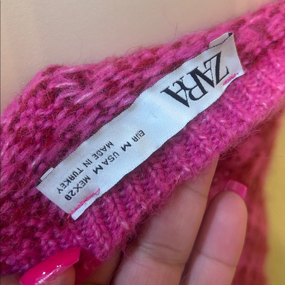 Zara Pink and Red Knit Crop Top - Picture 2 of 2
